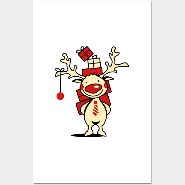 Christmas present Raindeer Wall Art by D3monic